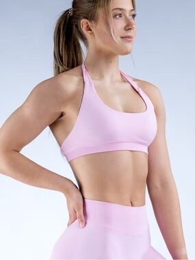 Dfyne Impact Light Pink Rose Pink Impact Halter Sports Bra